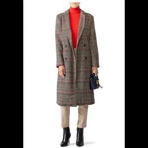 cupcakes & cashmere Plaid Trench Coat - Black, Red, White